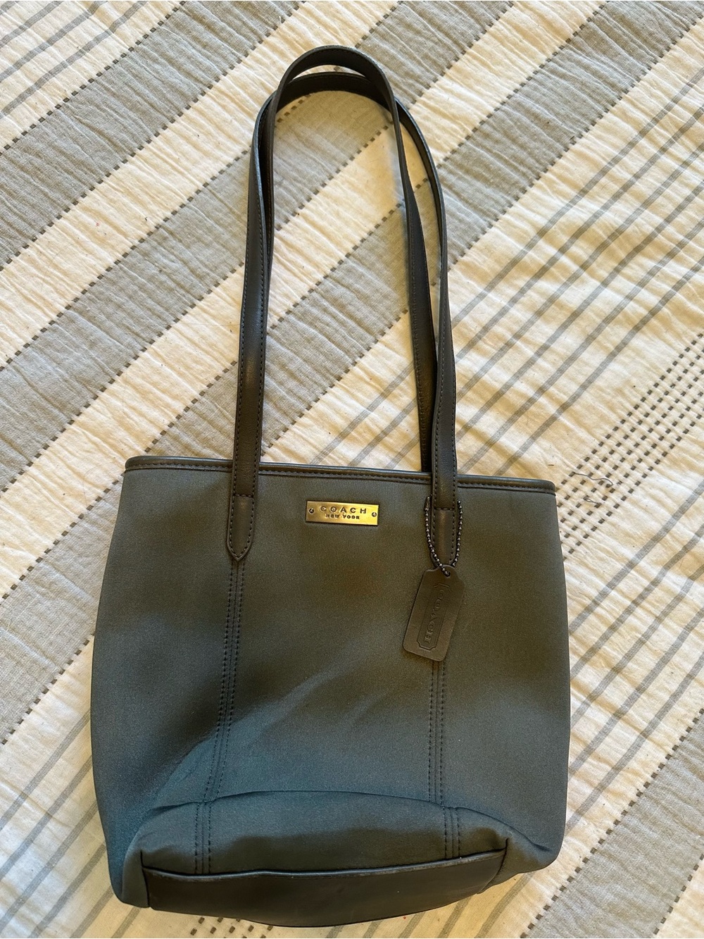 Coach Neoprene Collection with Leather Trim Gray Vintage